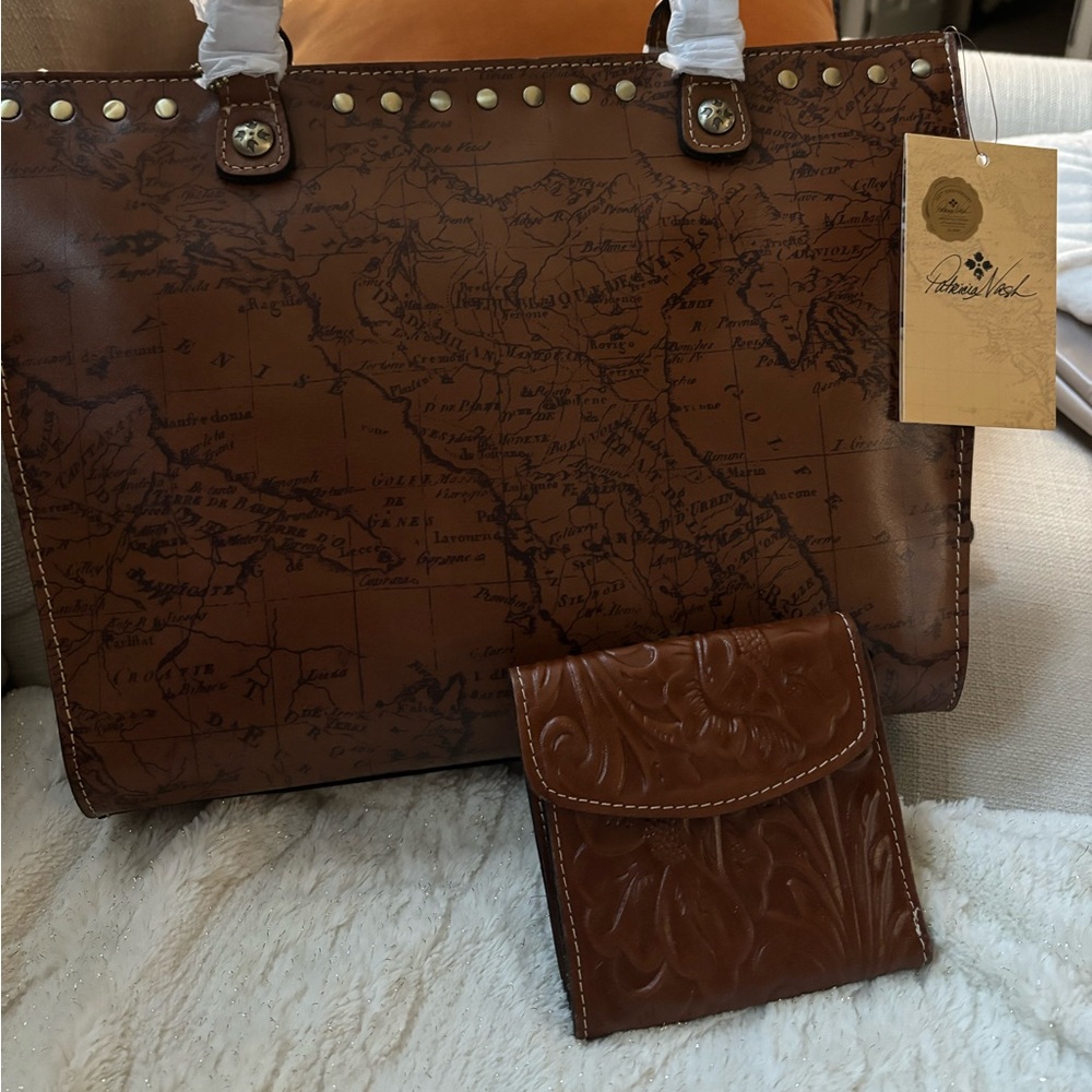 NWT: Patricia Nash Signature Zancona Map print collection handbag & wallet.